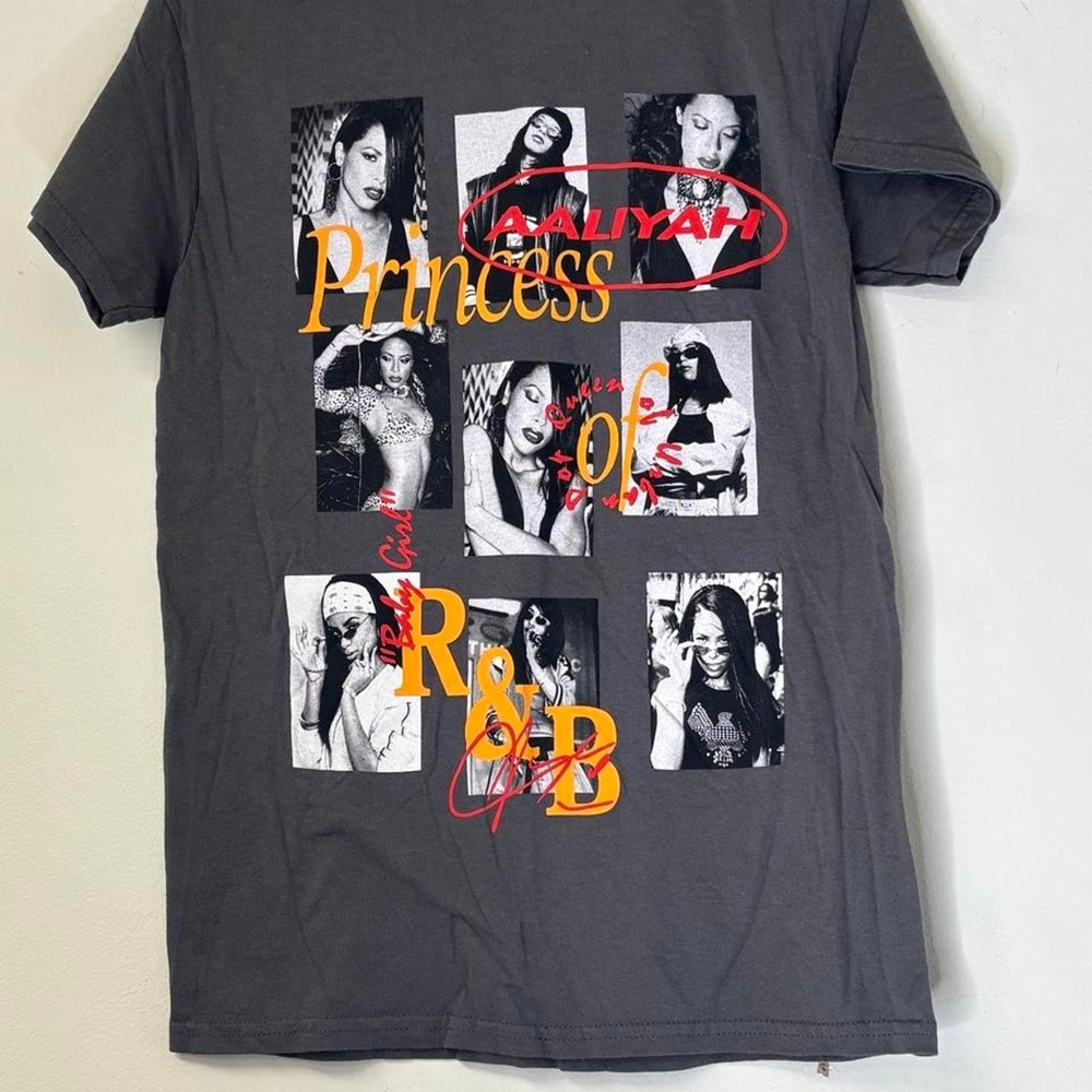 Aaliyah Princess of R&B Graphic Tee Ripple Junction Charcoal Black Small